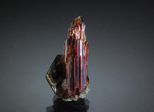 Rutile and Muscovite<br />Shelby, Condado Cleveland, North Carolina, USA<br />1.2 x 2.3 cm<br /> (Author: crosstimber)