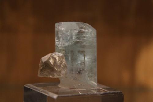 Beryl (variety aquamarine) and Quartz (variety smoky)<br />Erongo Region, Namibia<br />35mm x 37mm x 18mm overall size. Beryl = 24mm x 37mm x 18mm<br /> (Author: Firmo Espinar)