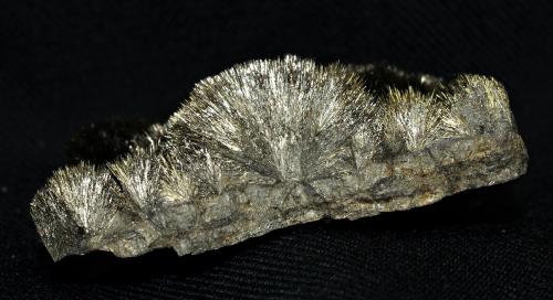 Millerite<br />Thompson Mine (Thompson open pit), Thompson, Winnipeg Capital Region, Manitoba, Canada<br />5x2.5x1.5 cm<br /> (Author: Joseph DOliveira)