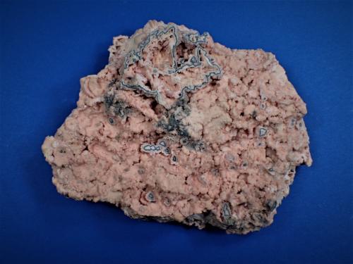 Rhodochrosite<br />Oppu Mine, Nishimeya-mura, Nakatsugaru District, Aomori Prefecture, Tohoku Region, Honshu Island, Japan<br />15.2 cm x 11.7 cm x 4.7 cm<br /> (Author: Don Lum)