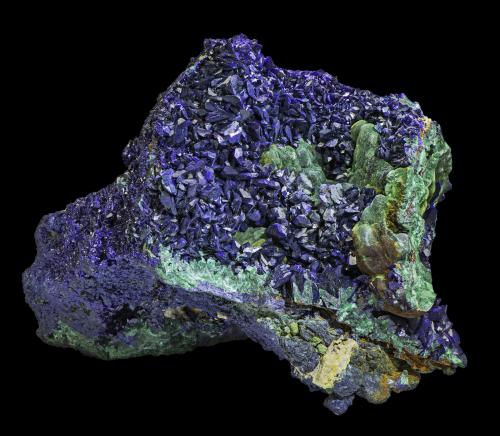 Azurite with Malachite<br />Khanong open pit, Sepon Mine, Vilabouly District, Savannakhét Province, Laos (Lao P.D.R.)<br />120 x 90 x 70 mm<br /> (Author: Rob Schnerr)