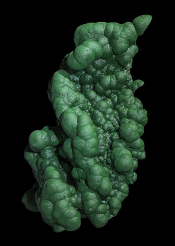 Malachite<br />L'Etoile du Congo Mine, Lubumbashi (Elizabethville), Katanga Copper Crescent, Haut-Katanga (Shaba), Democratic Republic of the Congo (Zaire)<br />40 x 40 x 80 mm<br /> (Author: Rob Schnerr)