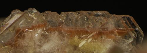 Baryte, Realgar<br />Baia Sprie Mine, Baia Sprie, Maramures, Romania<br />FOV appr. 0,5 cm<br /> (Author: Rob Schnerr)