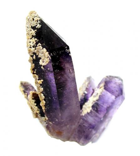 Amethyst with unknown coating<br />Orange River, Warmbad, Karasburg District, ǁKaras Region, Namibia<br />Specimen height 5 cm<br /> (Author: Tobi)