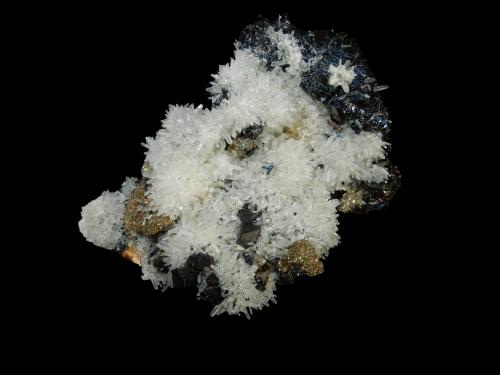 Quartz, Sphalerite and Pyrite<br />Krushev dol Mine, Madan mining area, Rhodope Mountains, Smolyan Oblast, Bulgaria<br />85x65x45 mm<br /> (Author: Dany Mabillard)