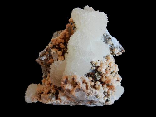 Calcite, Quartz, Dolomite, Pyrite, Sphalerite and Chalcopyrite<br />Herja Mine, Chiuzbaia, Baia Sprie, Maramures, Romania<br />100x100x70 mm<br /> (Author: Dany Mabillard)