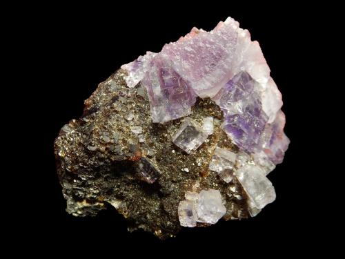 Sphalerite and Fluorite<br />Mina Minerva I, Grupo Ozark-Mahoning, Sub-Distrito Cave-in-Rock, Condado Hardin, Illinois, USA<br />42 mm x 36 mm x 23 mm<br /> (Author: Dany Mabillard)