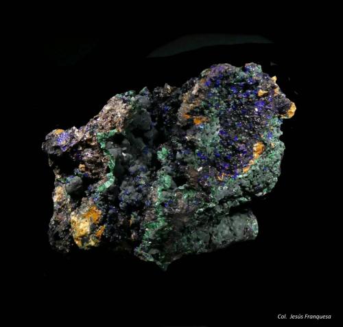 Azurita y Malaquita<br />Mina Linda Mariquita, El Molar, Comarca Priorat, Tarragona, Cataluña / Catalunya, España<br />55x46 mm.<br /> (Autor: Jesus Franquesa Baucells)
