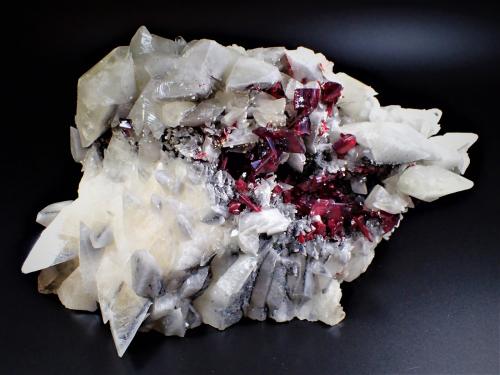 Realgar, Calcite<br />Jiepaiyu Mine (Shimen Mine), Shimen County, Changde Prefecture, Hunan, China<br />29 cm x 20.5 cm x  12 cm<br /> (Author: Don Lum)