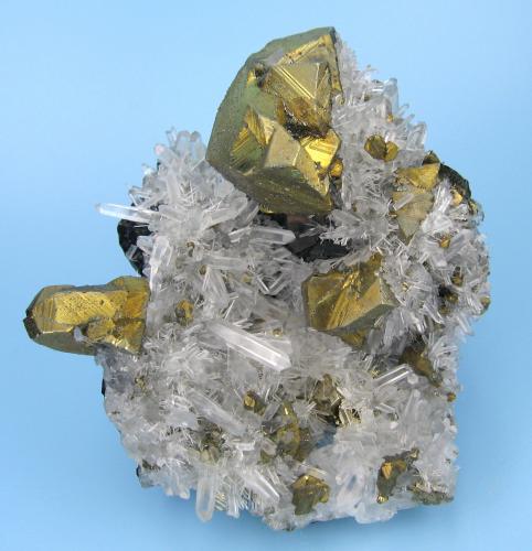 Chalcopyrite, quartz
Alimon Mine, Huaron, San José de Huayllay, Cerro de Pasco, Daniel Alcides Carrión, Pasco, Peru
70 mm x 63 x mm 33 mm (Author: Carles Millan)