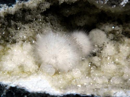Okenita<br />Cantera Malad, Malad, Mumbai (Bombay), Distrito Mumbai, Maharashtra, India<br />Grupo esférico mayor 2 cm.<br /> (Autor: Antonio P. López)