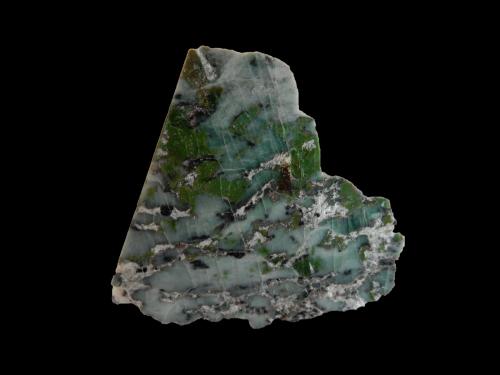 Actinolite (variety smaragdite)<br />Glaciar Allalin, Zona Allalin, Saas-Almagell, Valle Saas, Zermatt - Saas Fee, Wallis (Valais), Suiza<br />70 mm x 70 mm x 50 mm<br /> (Author: Dany Mabillard)