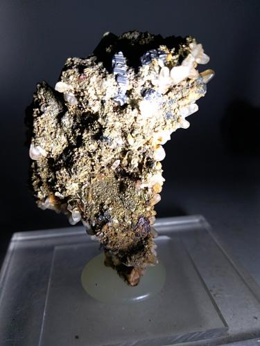 Bournonite, Pyrite, Calcite, Siderite<br />Brosso Mine, Cálea, Léssolo, Canavese District, Metropolitan City of Turin Province, Piedmont (Piemonte), Italy<br />62 x 49 mm<br /> (Author: Sante Celiberti)