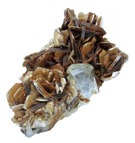 Muscovite, Aquamarine<br />Chumar Bakhoor, Hunza Valley, Nagar District, Gilgit-Baltistan (Northern Areas), Pakistan<br />Specimen size 13 cm, beryl crystal 2,5 x 3 cm, largest muscovite 2,5 cm<br /> (Author: Tobi)