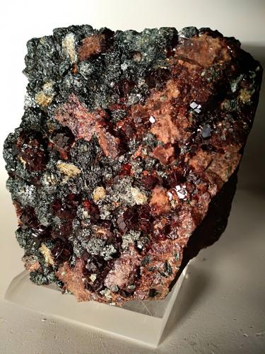 Grossular (variety hessonite), Clinochlore<br />Faiallo Pass, Urbe, Savona Province, Liguria, Italy<br />119 x 101 mm<br /> (Author: Sante Celiberti)