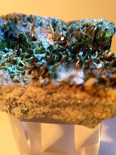 Epidote, Quartz<br />Miage Glacier, Veny Valley, Monte Bianco Massif (Mont Blanc Massif), Courmayeur, Aosta Valley (Val d'Aosta), Italy<br />76,7 x 58 mm<br /> (Author: Sante Celiberti)