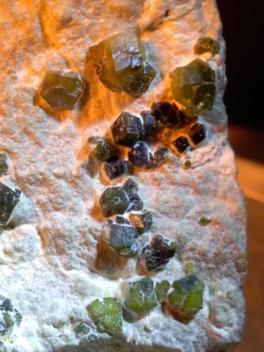 Andradite (variety demantoid), Asbestos<br />Sferlùn asbestos Mine, Vallone del Cengiaccio, Lanzada, Malenco Valley (Valmalenco), Sondrio Province, Lombardy, Italy<br />44 x 52 mm<br /> (Author: Sante Celiberti)