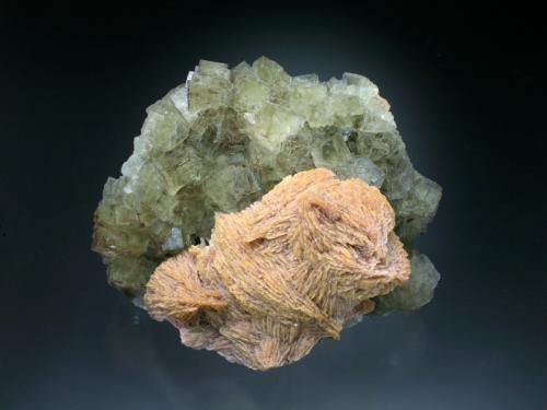 Fluorite with Barite<br />Inselt shaft, Frohnau, Annaberg-Buchholz, Annaberg District, Erzgebirgskreis, Saxony/Sachsen, Germany<br />10x8x5 cm overall size<br /> (Author: Jesse Fisher)