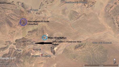 Zona minera de Oumjrane. Modificado de Google Earth©. (Autor: Carles)