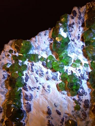 Andradite (variety demantoid), asbestos<br />Malenco Valley (Valmalenco), Sondrio Province, Lombardy, Italy<br />200 x 132 mm<br /> (Author: Sante Celiberti)