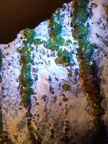 Andradite (variety demantoid), asbestos<br />Malenco Valley (Valmalenco), Sondrio Province, Lombardy, Italy<br />200 x 132 mm<br /> (Author: Sante Celiberti)