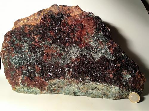 Grossular (variety hessonite), Clinochlore<br />Alpe delle Frasse, Condove, Susa Valley, Metropolitan City of Turin Province, Piedmont (Piemonte), Italy<br />350 x 220 mm<br /> (Author: Sante Celiberti)