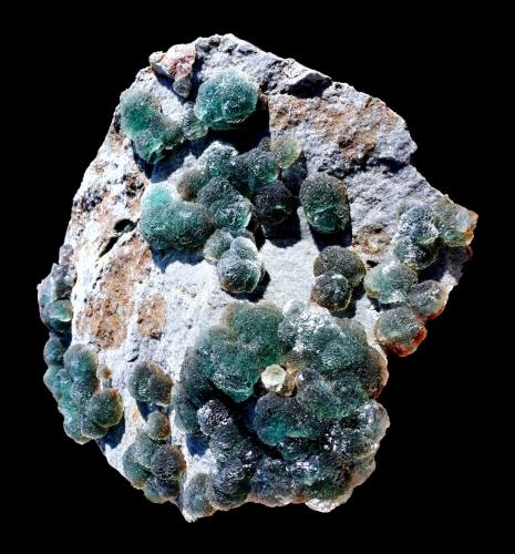 Fluorite<br />Lishui Prefecture, Zhejiang Province, China<br />Specimen size 18 cm, largest crystal balls 1,5 cm<br /> (Author: Tobi)