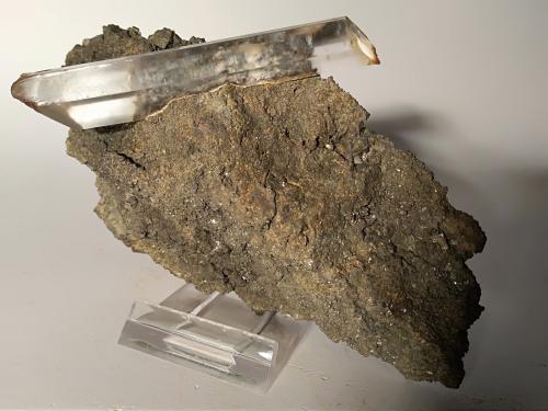 Gypsum, Pyrite<br />Niccioleta Mine, Massa Marittima, Grosseto Province, Tuscany, Italy<br />146 x 86 mm<br /> (Author: Sante Celiberti)