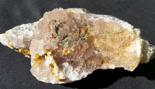 Fluorite, Quartz (variety chalcedony), Malachite<br />Yongping Mine, Yongping, Yanshan, Shangrao Prefecture, Jiangxi Province, China<br />9 x 6 cm<br /> (Author: Volkmar Stingl)
