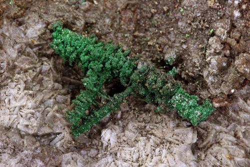 Malachite pseudomorph Copper<br />Andrássy I Mine, Rudabányai Mountains, Rudabánya, Kazincbarcika District, Borsod-Abaúj-Zemplén, Hungary<br />FOV 30 x 20 mm<br /> (Author: Gerhard Brandstetter)