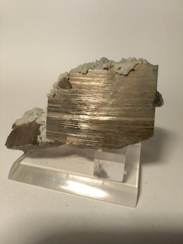 Pyrite, Aragonite (variety Boccheggiano-type aragonite)<br />Minas Boccheggiano, Montieri, Provincia Grosseto, Toscana, Italia<br />98 x 49 mm<br /> (Author: Sante Celiberti)