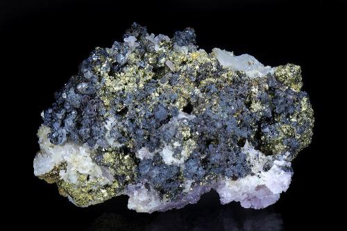 Argentite, Silver, Sphalerite, Pyrite<br />Banská tiavnica (Schemnitz), Banská tiavnica District, Banská Bystrica Region, Slovak Republic<br />40 x 28 mm<br /> (Author: Gerhard Brandstetter)