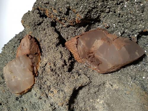Calcite (variety manganoan calcite), Dolomite, Pyrite<br />Gavorrano Mine area, Gavorrano, Grosseto Province, Tuscany, Italy<br />26 x 25 cm<br /> (Author: Sante Celiberti)