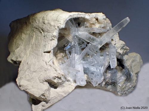 Celestina<br />Yacimiento de Celestinas, Torà, Comarca Solsonès, Lérida / Lleida, Cataluña / Catalunya, España<br />9 x 6 cm<br /> (Autor: Joan Niella)