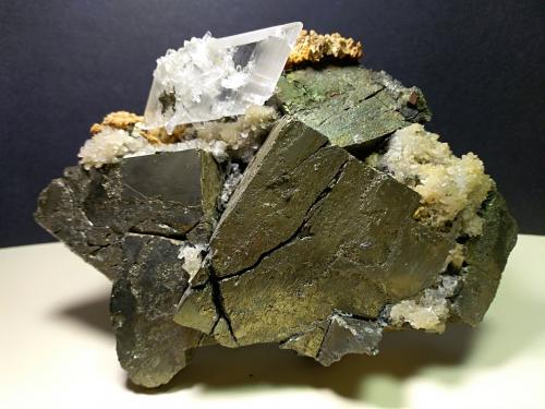 Pyrite, Gypsum, Quartz<br />Niccioleta Mine, Massa Marittima, Grosseto Province, Tuscany, Italy<br />12 x 9 cm<br /> (Author: Sante Celiberti)