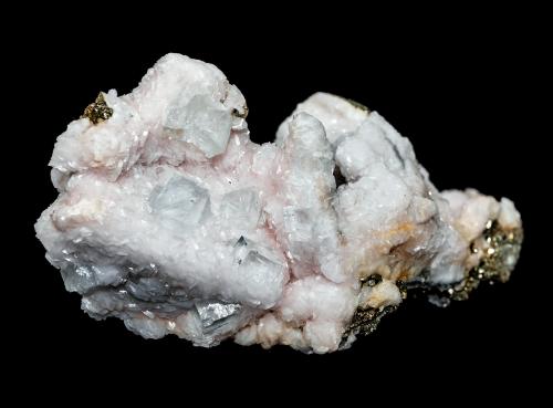 Fluorite, Calcite (var. Manganoan), Pyrite<br />Huanzala Mine, Huallanca District, Dos de Mayo Province, Huánuco Department, Peru<br />13 x 5 x 7 cm<br /> (Author: Bergur_E_Sigurdarson)