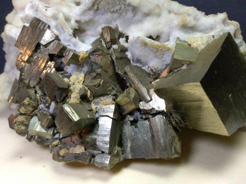 Pyrite, Calcite (pseudo after Anhydrite)<br />Niccioleta Mine, Massa Marittima, Grosseto Province, Tuscany, Italy<br />17 x 10 cm<br /> (Author: Sante Celiberti)