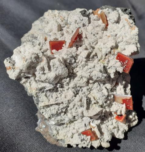 Wulfenite on Dolomite<br />Tsumeb Mine, Tsumeb, Otjikoto Region, Namibia<br />6 x 5 cm<br /> (Author: Volkmar Stingl)