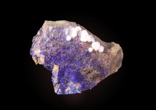 Azurite and Aragonite<br />La Cena del Depósito Claim, Huércal-Overa, Comarca Levante Almeriense, Almería, Andalusia, Spain<br />43mm x 32mm x 18mm<br /> (Author: Firmo Espinar)