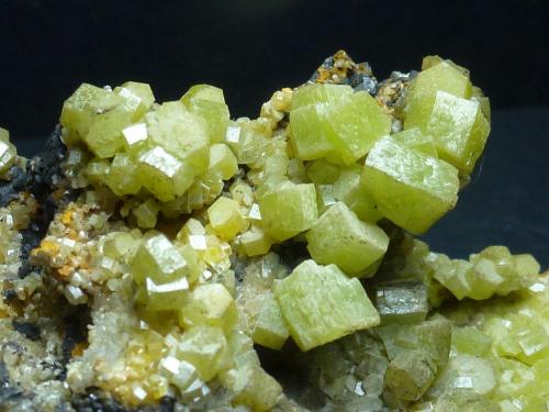 Piromorfita, Goethita, Cuarzo<br />Resuperferolítica claim, Cerro de la Canaleja, Santa Eufemia, Comarca Los Pedroches, Córdoba, Andalusia, Spain<br />zona de cristales 5 x 4 cm.<br /> (Autor: javier ruiz martin)