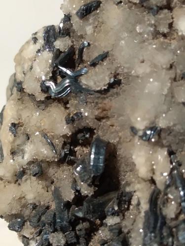Stibnite on Quartz<br />Pereta Mine, Pereta, Magliano in Toscana, Grosseto Province, Toscana, Italy<br />68 x 50 mm<br /> (Author: Sante Celiberti)