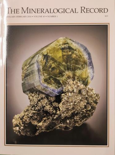 Portada Mineralogical Record, Año 2014, Volumen 45, Número 1 donde el artículo principal es el de Carles Curto y Jordi Fabre titulado "The Panasqueira Mines, Castelo Branco Dsitrict, Portugal" (Autor: Carles)