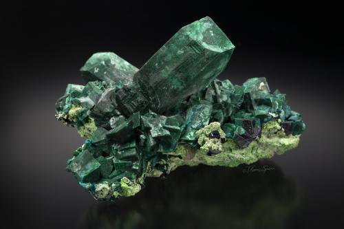 Malachite after Azurite with Bayldonite and Cerussite<br />Tsumeb Mine, Tsumeb, Otjikoto Region, Namibia<br />86 mm<br /> (Author: Gail)