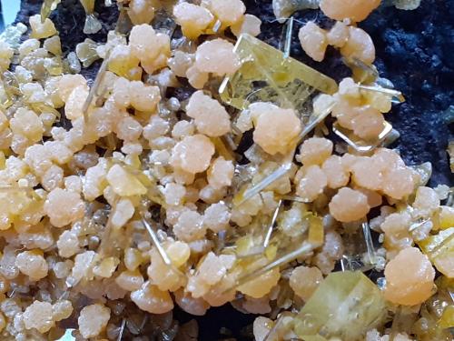 Wulfenite, Mimetite<br />San Francisco Mine, Cerro Prieto, Cucurpe, Municipio Cucurpe, Sonora, Mexico<br />4,5 x 4,5 cm<br /> (Author: Volkmar Stingl)
