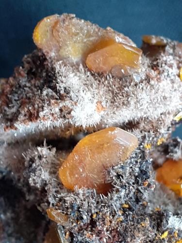 Wulfenite, Plattnerite (?)<br />San Francisco Mine, Cerro Prieto, Cucurpe, Municipio Cucurpe, Sonora, Mexico<br />4 x 3 cm<br /> (Author: Volkmar Stingl)