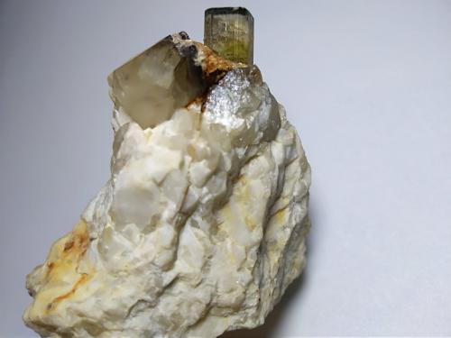 Elbaite, Quartz, Muscovite<br />Fonte del Prete, San Piero in Campo, Campo nell'Elba, Elba Island, Livorno Province, Tuscany, Italy<br />43 x 43 mm<br /> (Author: Sante Celiberti)