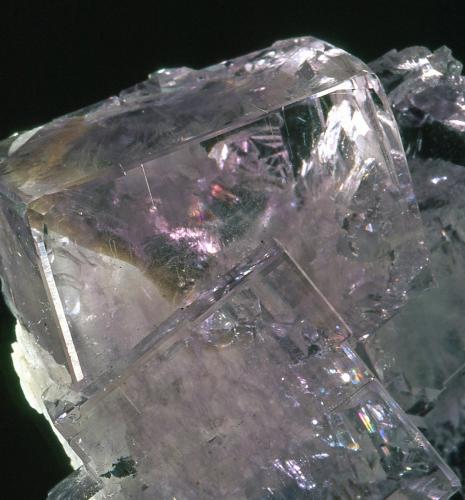 Fluorite, Baryte<br />Jaimina Mine, Obdulia vein, Caravia mining area, Trechorio, Carrales, Caravia, Comarca Oriente, Principality of Asturias (Asturias), Spain<br />Crystal is 2 cm x 3cm<br /> (Author: James Catmur)