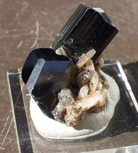 Schorl (Tourmaline Group), Albite<br />Gaoligong Mountains, Nujiang Valley, Nujiang Autonomous Prefecture, Yunnan Province, China<br />3 x 2,5 cm<br /> (Author: Volkmar Stingl)