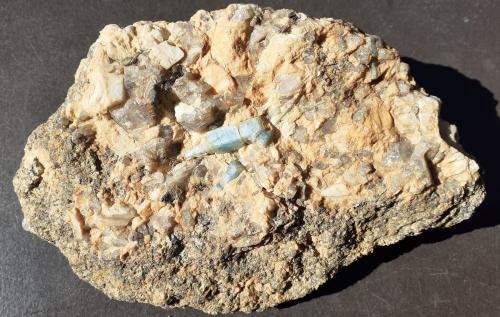 Beryl (variety Aquamarine)<br />California Blue Mine, Yucca Valley, San Bernardino County, California, USA<br />13 x 9 cm<br /> (Author: Volkmar Stingl)