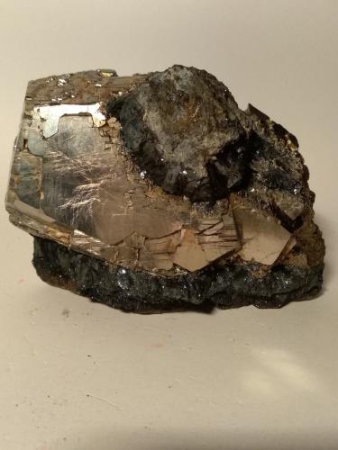 Pyrite, Hematite<br />Rio Mine (Rio Marina Mine), Valle Giove stope, Rio Marina, Elba Island, Livorno Province, Tuscany, Italy<br />13,5 x 9,5 cm<br /> (Author: Sante Celiberti)